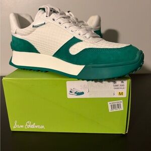 Sam Edelman White and Teal Sneakers